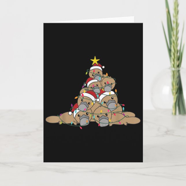 Platypus Christmas Tree Funny Christmas Animals  Karte (Vorderseite)
