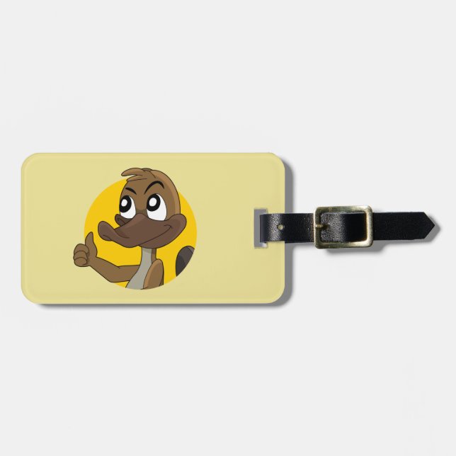 Platypus, der das Gepäckstück des Cartoon aufnimmt Gepäckanhänger (Vorderseite horizontal)