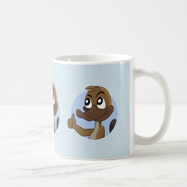 Platypus giving thumbs up cartoon coffee mug kaffeetasse (Rechts)