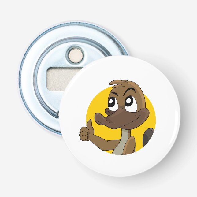 Platypus mit Daumen auf Cartoon Flaschenöffner (Vorderseite)