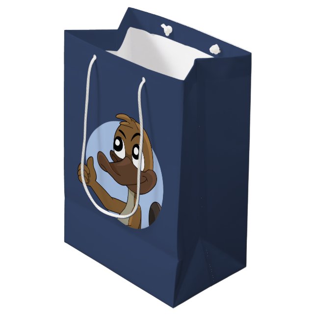 Platypus mit Daumen auf Cartoon Mittelgeschenktüte Mittlere Geschenktüte (Vorderseite Schrägansicht)