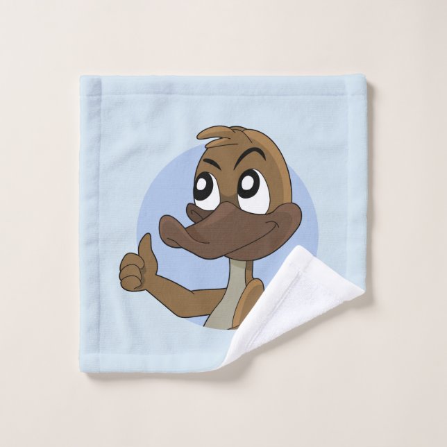 Platypus mit Daumen auf Cartoon Waschlappen (Waschlappen)