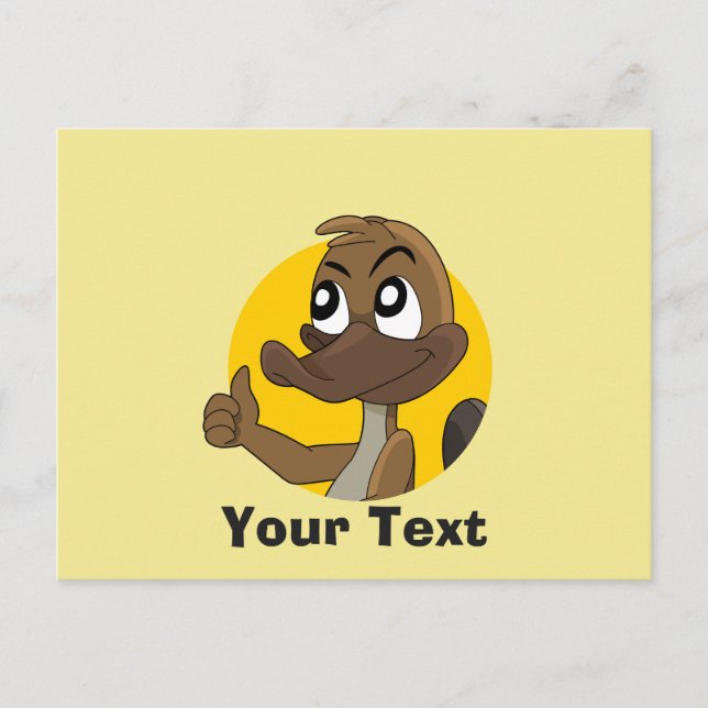 Platypus mit Daumen auf der Postkarte des Cartoon (Vorderseite)