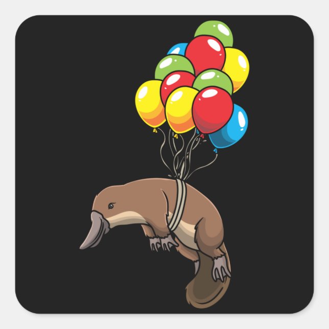 Platypus with Ballons Quadratischer Aufkleber (Vorderseite)