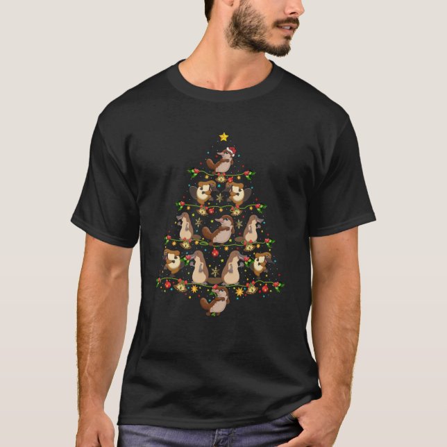 Platypus Xmas Baumgeschenk Weihnachtsmannmütze Pla T-Shirt (Vorderseite)