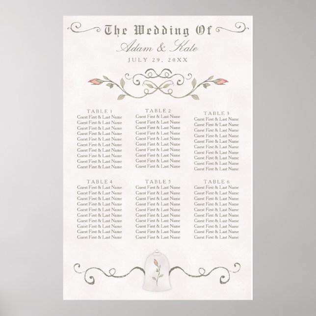 PLATZ 31 - 60 | Elegante Beauty Wedding Poster (Vorne)