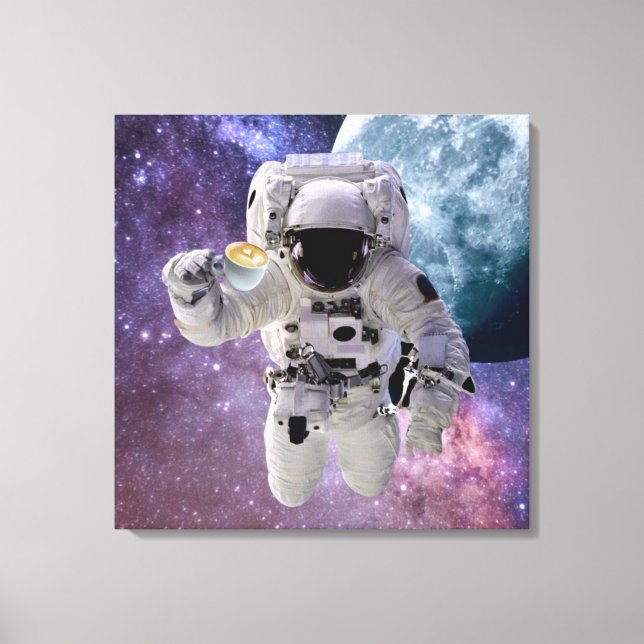 Platz, Astronaut, Kaffeelonden, Leinwand, Print Leinwanddruck (Vorderseite)