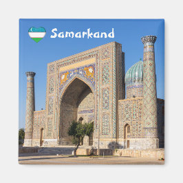 Platz bei Sonnenuntergang - Samarkand, Usbekistan Magnet