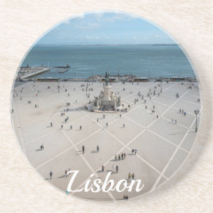 Platz des Handels von oben in Lissabon, Portugal Getränkeuntersetzer