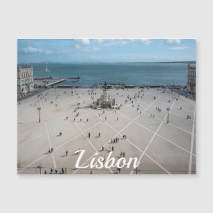 Platz des Handels von oben in Lissabon, Portugal Magnetkarte