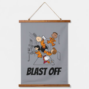 PLATZ Erdnussbande im Weltraum Wandteppich Mit Holzrahmen