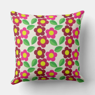 Platz Kissen mit Rot & Rosa Blumendesign.
