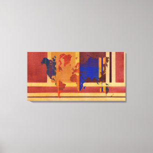 Platz mit Linien Weltkarte Leinwanddruck