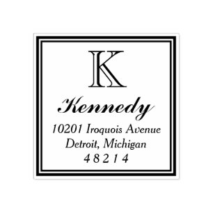 Platz   Monogramm-Rücksendeadresse Gummistempel