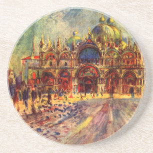 Platz San Marco, Venedig von Pierre Renoir Sandstein Untersetzer