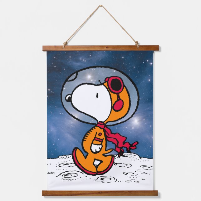 PLATZ | Snoopy Astronaut Wandteppich Mit Holzrahmen (Vorderseite)