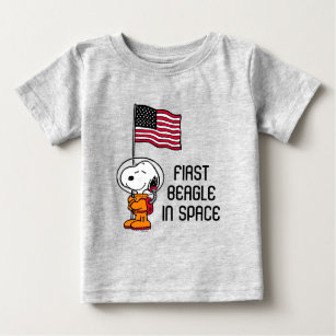 PLATZ   Snoopy mit Flaggenastronaut Baby T-shirt