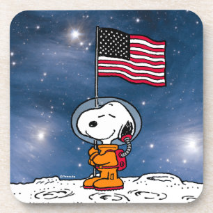 PLATZ Snoopy mit Flaggenastronaut Getränkeuntersetzer