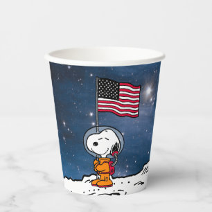 PLATZ Snoopy mit Flaggenastronaut Pappbecher