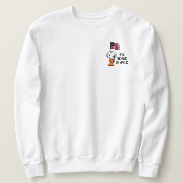 PLATZ | Snoopy mit Flaggenastronaut Sweatshirt (Design vorne)