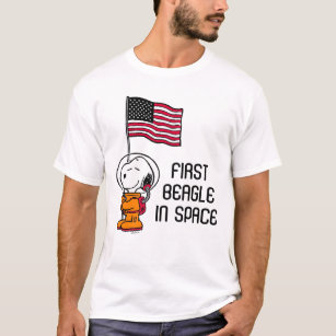 PLATZ   Snoopy mit Flaggenastronaut T-Shirt