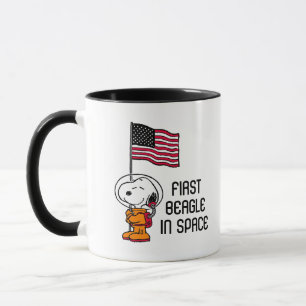 PLATZ   Snoopy mit Flaggenastronaut Tasse
