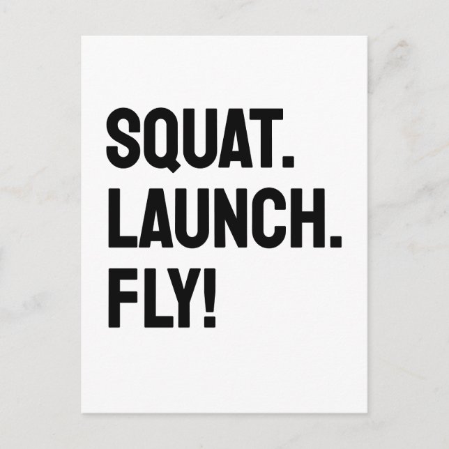 PLATZ. STARTEN. FLIEGEN! Minimalistisches Motivier Postkarte (Vorderseite)