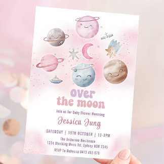 Platz über dem Party der Mond-Babydusche Einladung