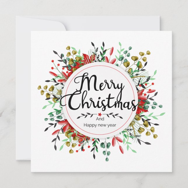 Platz Weihnachtskarte Blume Wreath (Vorderseite)