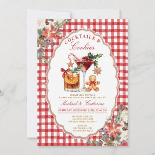 Plätzchen & Cocktails Cozy Rustic Rot Gingham Einladung
