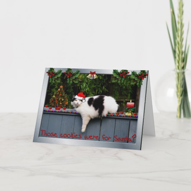 Plätzchen-liebevolle Katze Feiertagskarte (Vorderseite)