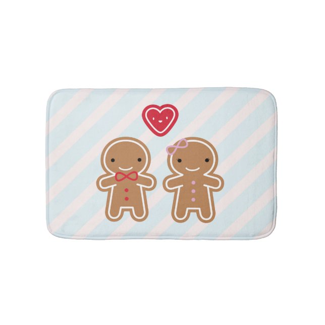 Plätzchen niedliche Kawaii Lebkuchen-Paare Badematte (Vorderseite)