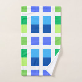Plätze mit blauen und grünen Minimalplätzen Badhandtuch Set