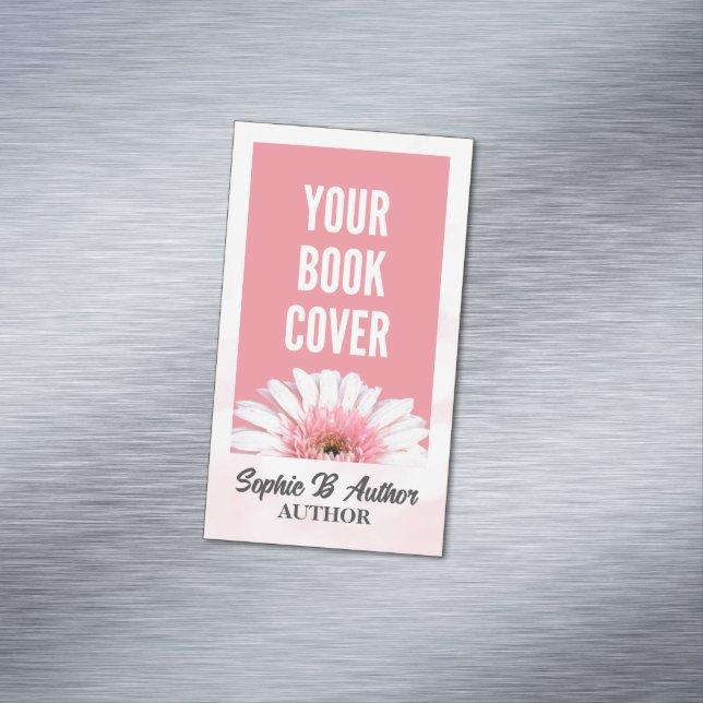 Platzhalter für die Buchabdeckung in rosa Werbeban Magnetische Visitenkarte (Beispiel)