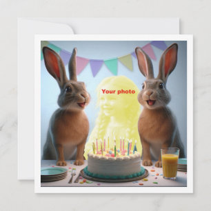 Platziere mein Gesicht in das Bild, Hasen & Kind K Karte