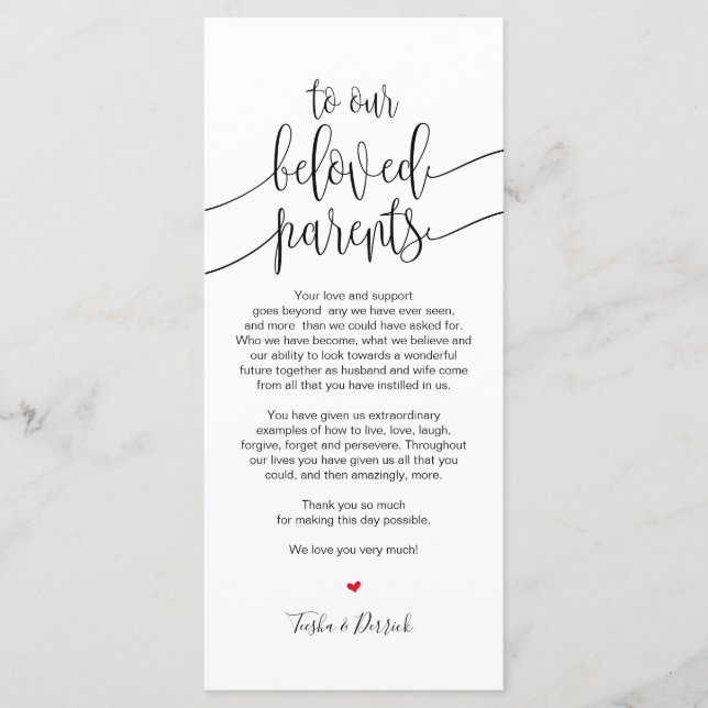 Platzieren Sie Dankeschön-Karte für geliebte Elter Programm (Vorderseite)