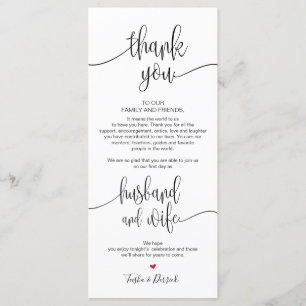 Platzierung Dankeschön Karte für das Hochzeitsesse