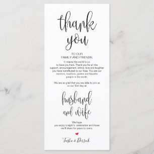 Platzierung Dankeschön Karte für das Hochzeitsesse