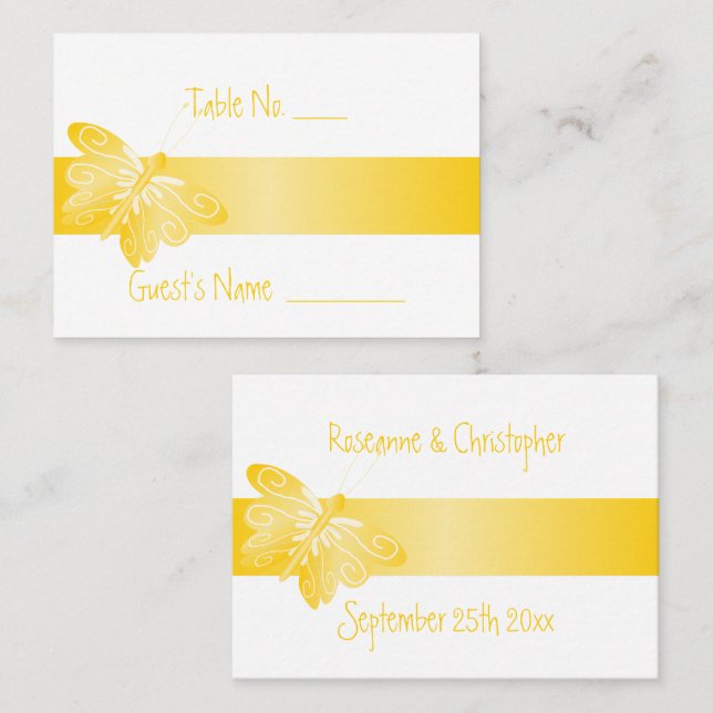 Platzierung für Hochzeitskartentasche Gelber Schme Platzkarte (Vorne/Hinten)