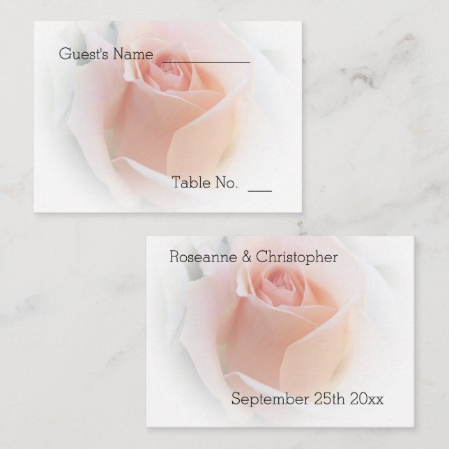 Platzierungskarte für Hochzeiten Pfirsichfarbene R Platzkarte (Vorne/Hinten)