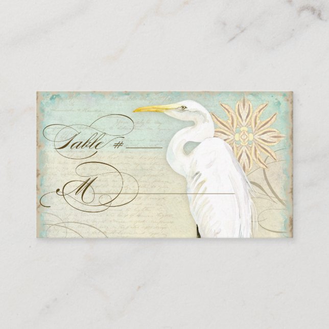 Platzierungskarte Great Egret Coastal Beach Platzkarte (Vorderseite)