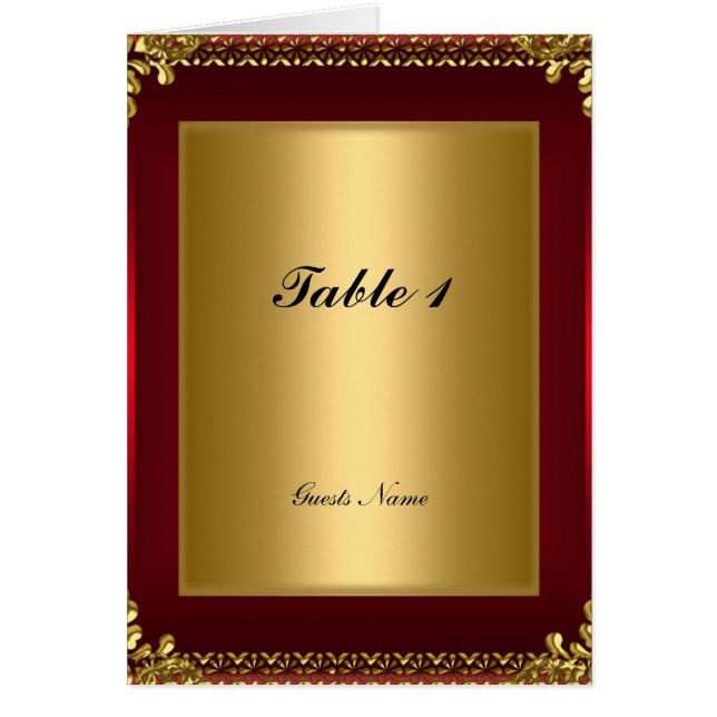 Platzierungskarte und Menü für Gold und Rote Tisch (Vorne)
