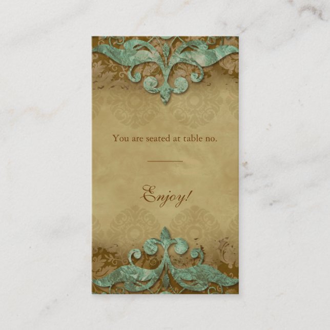 Platzkarte Antique Verdigris Wedding (Vorderseite)