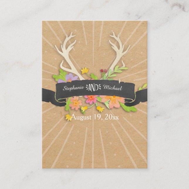Platzkarte Deer Antler Wildblume Sternexplosion Ru (Vorderseite)