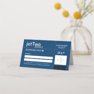 Platzkarte der Blue Airline-Ticket-Begleitflugzeug