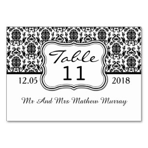 Platzkarte der Tischnummer Schwarz-Weiß