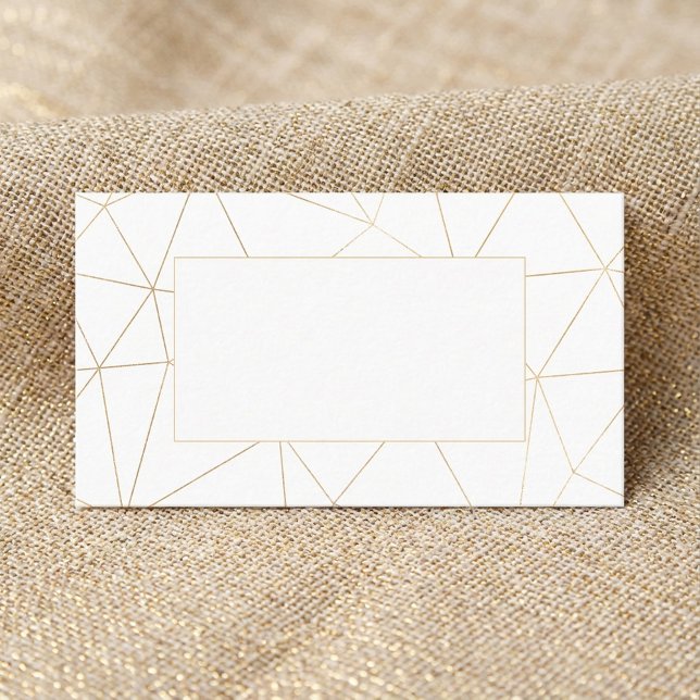 Platzkarte des geometrischen Goldrahmens (Geometric gold frame guest name place card.)