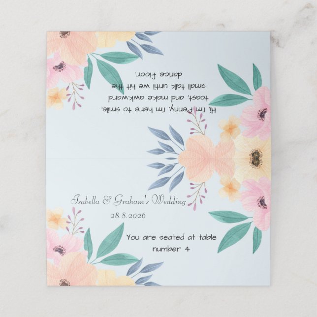 Platzkarte - Einfache Blume (Außenseite Aufgefaltet)