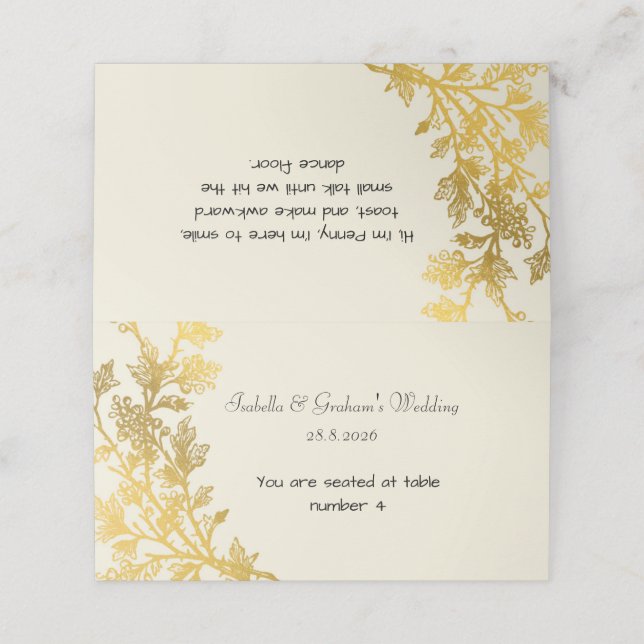 Platzkarte - Einfaches Gold-Leaf-Design (Außenseite Aufgefaltet)