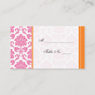 Platzkarte für den Hochzeitstich Rosa und Orangefa
